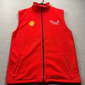 Shell V-Power NiTRO+ Red Fleece Full Zip Vest Unisex Medium Gas Oil Racing Logo